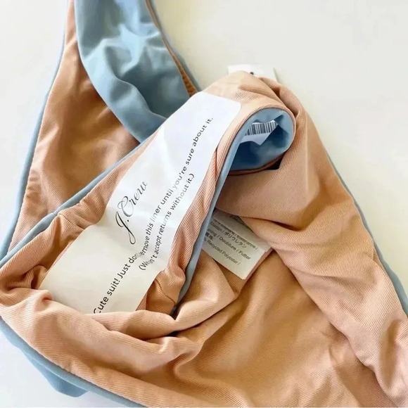 J.Crew Curved waist High Leg Cut cheeky bikini bottom in Blue Mist Small NWT - Picture 6 of 7